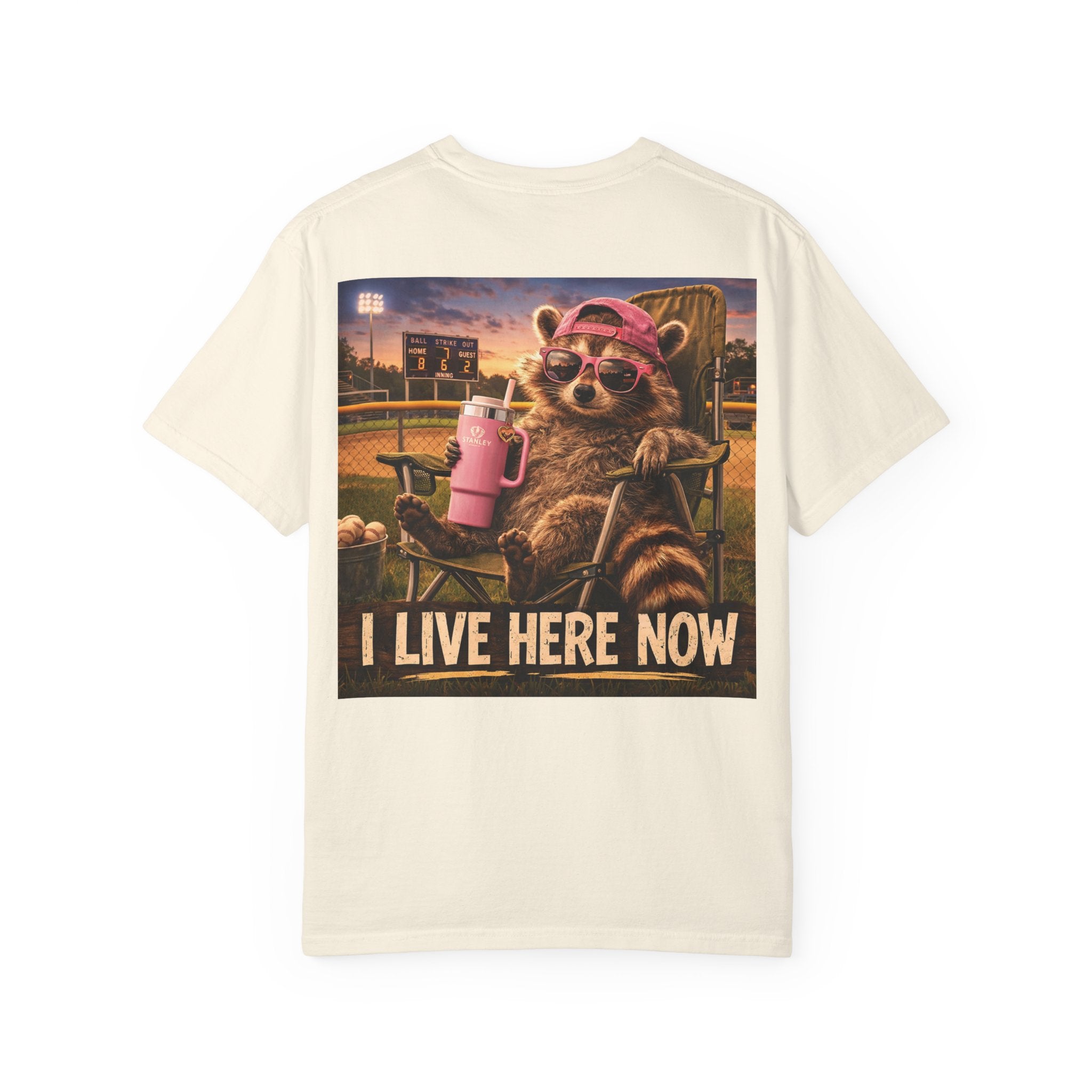 "I live here now" Raccoon Grandma Tee