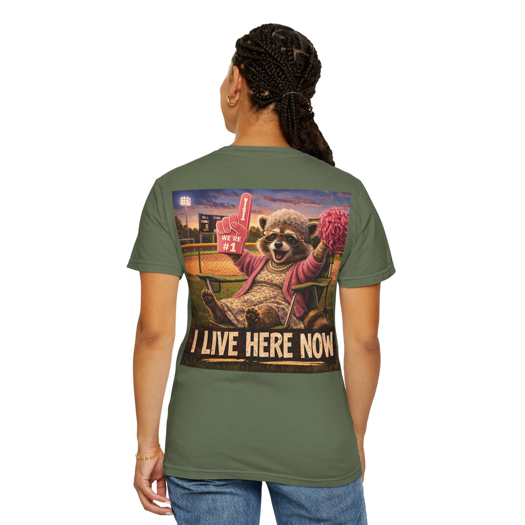 "I live here now" Raccoon Grandma Tee