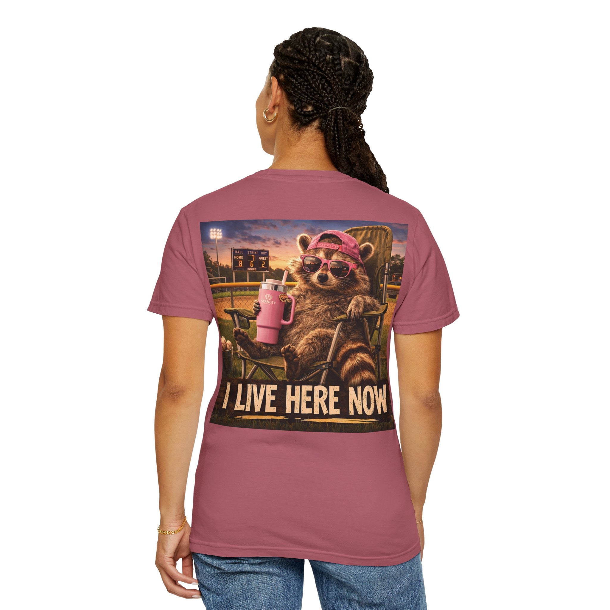 "I live here now" Raccoon Grandma Tee
