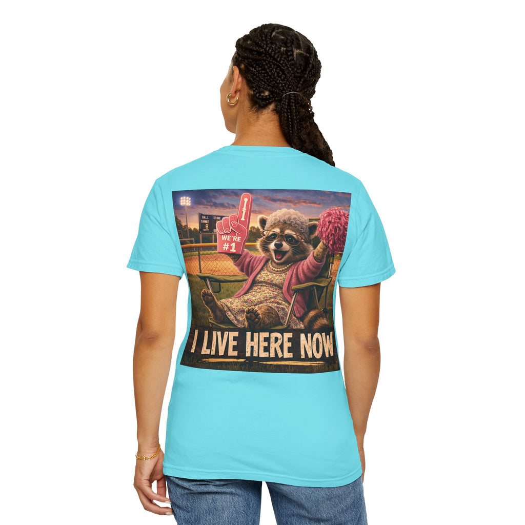 "I live here now" Raccoon Grandma Tee