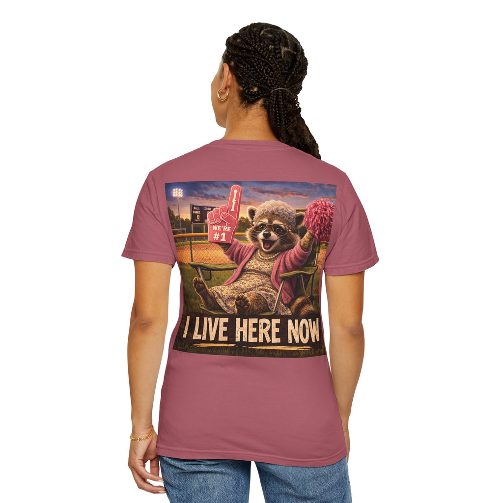 "I live here now" Raccoon Grandma Tee