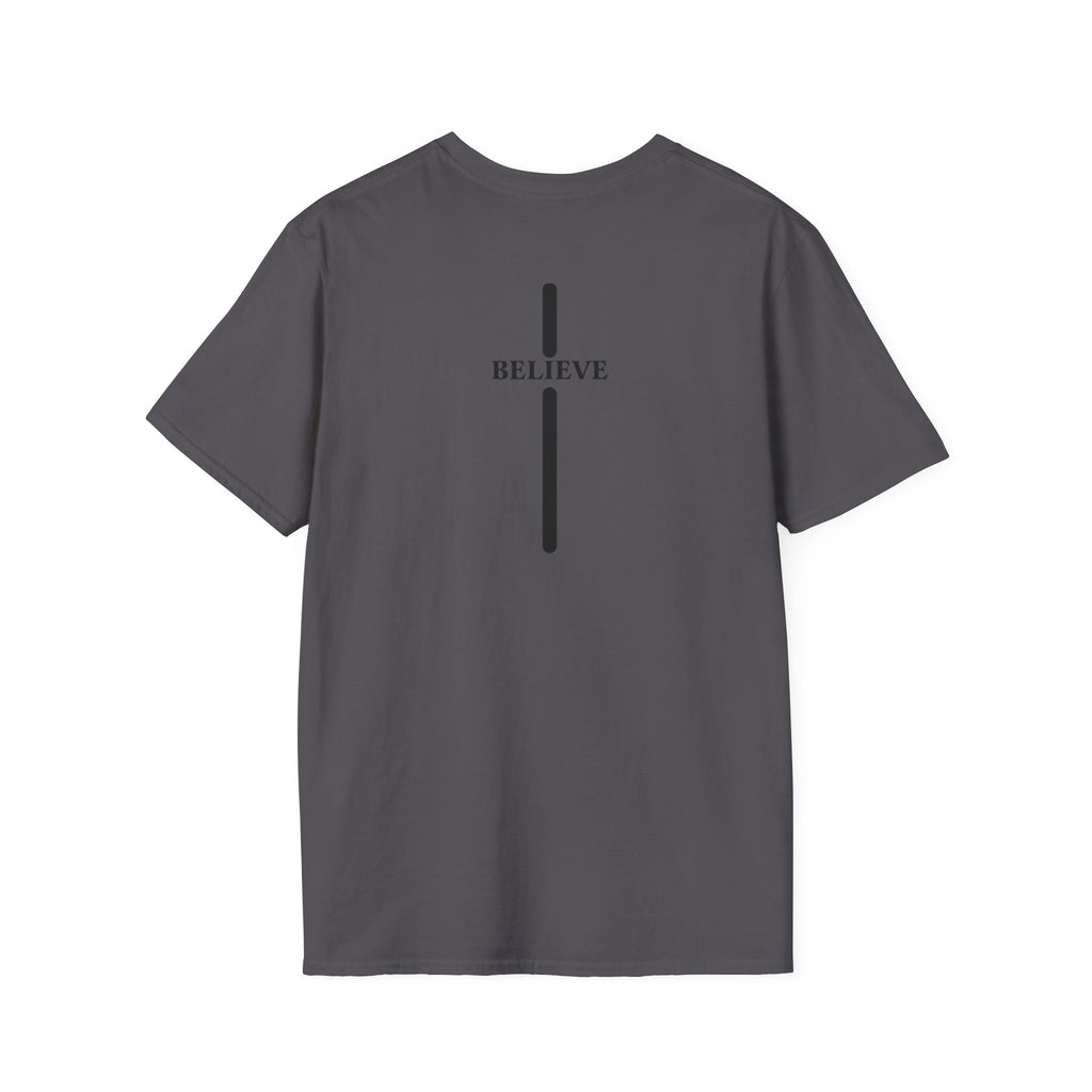I Believe cross design Youth Tee | Trailhead mountain logo