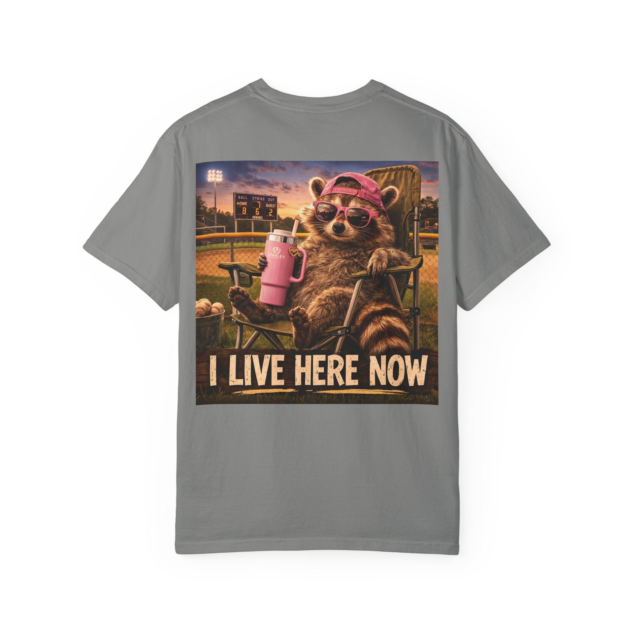 "I live here now" Raccoon Grandma Tee